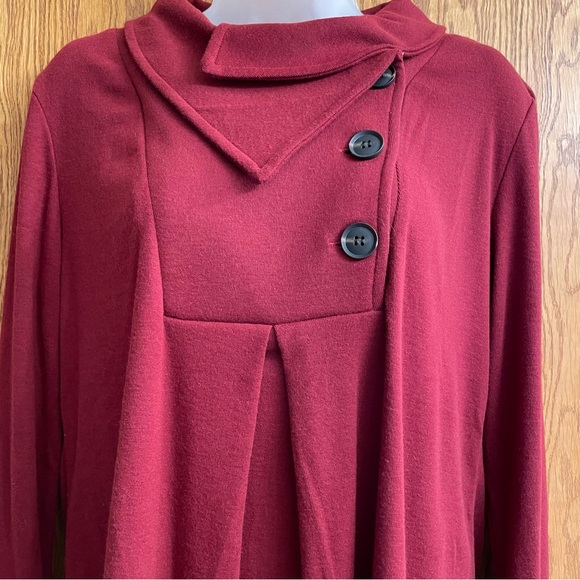 NWT Ranphee Women’s Long Sleeve Burgundy Tunic Tops Cowl Neck Sweater Maternity - Picture 4 of 14